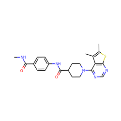 CNC(=O)c1ccc(NC(=O)C2CCN(c3ncnc4sc(C)c(C)c34)CC2)cc1 ZINC000012924675