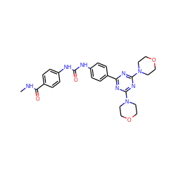 CNC(=O)c1ccc(NC(=O)Nc2ccc(-c3nc(N4CCOCC4)nc(N4CCOCC4)n3)cc2)cc1 ZINC000045364505