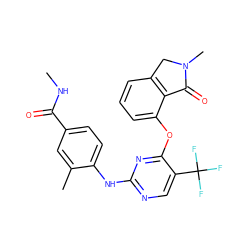 CNC(=O)c1ccc(Nc2ncc(C(F)(F)F)c(Oc3cccc4c3C(=O)N(C)C4)n2)c(C)c1 ZINC000146069180