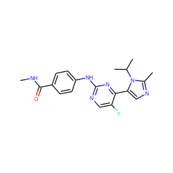 CNC(=O)c1ccc(Nc2ncc(F)c(-c3cnc(C)n3C(C)C)n2)cc1 ZINC000034600573
