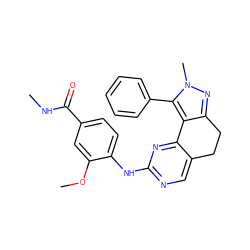 CNC(=O)c1ccc(Nc2ncc3c(n2)-c2c(nn(C)c2-c2ccccc2)CC3)c(OC)c1 ZINC000169702438