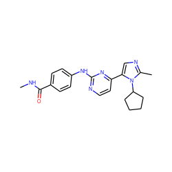 CNC(=O)c1ccc(Nc2nccc(-c3cnc(C)n3C3CCCC3)n2)cc1 ZINC000045495936