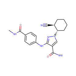 CNC(=O)c1ccc(Nc2nn([C@H]3CCCC[C@@H]3C#N)cc2C(N)=O)cc1 ZINC000221162654