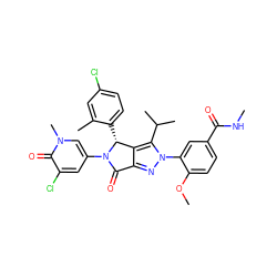 CNC(=O)c1ccc(OC)c(-n2nc3c(c2C(C)C)[C@@H](c2ccc(Cl)cc2C)N(c2cc(Cl)c(=O)n(C)c2)C3=O)c1 ZINC000206091579