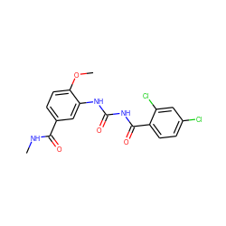 CNC(=O)c1ccc(OC)c(NC(=O)NC(=O)c2ccc(Cl)cc2Cl)c1 ZINC000028526022