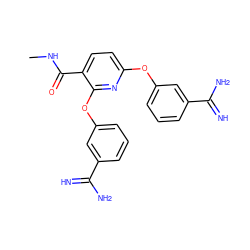 CNC(=O)c1ccc(Oc2cccc(C(=N)N)c2)nc1Oc1cccc(C(=N)N)c1 ZINC000013797421