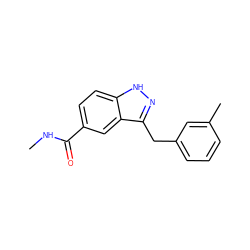 CNC(=O)c1ccc2[nH]nc(Cc3cccc(C)c3)c2c1 ZINC000584617759