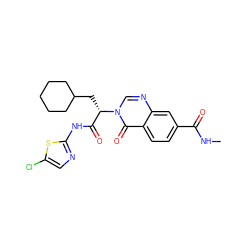 CNC(=O)c1ccc2c(=O)n([C@@H](CC3CCCCC3)C(=O)Nc3ncc(Cl)s3)cnc2c1 ZINC000043171325