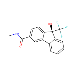 CNC(=O)c1ccc2c(c1)-c1ccccc1[C@@]2(O)C(F)(F)F ZINC000144692724