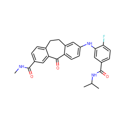 CNC(=O)c1ccc2c(c1)C(=O)c1ccc(Nc3cc(C(=O)NC(C)C)ccc3F)cc1CC2 ZINC001772628740