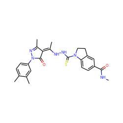 CNC(=O)c1ccc2c(c1)CCN2C(=S)NN/C(C)=C1\C(=O)N(c2ccc(C)c(C)c2)N=C1C ZINC000064539237