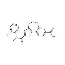 CNC(=O)c1ccc2c(c1)OCCc1cc(C(=O)N(C)c3ccccc3Cl)sc1-2 ZINC000072175091