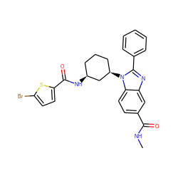 CNC(=O)c1ccc2c(c1)nc(-c1ccccc1)n2[C@@H]1CCC[C@H](NC(=O)c2ccc(Br)s2)C1 ZINC000653821095