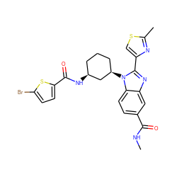 CNC(=O)c1ccc2c(c1)nc(-c1csc(C)n1)n2[C@@H]1CCC[C@H](NC(=O)c2ccc(Br)s2)C1 ZINC000653825245