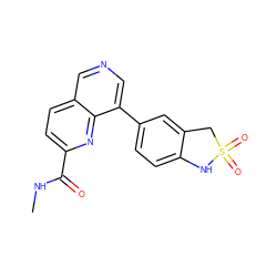 CNC(=O)c1ccc2cncc(-c3ccc4c(c3)CS(=O)(=O)N4)c2n1 ZINC000653838527