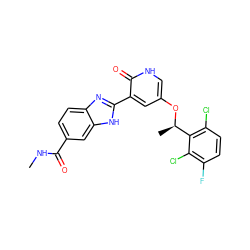 CNC(=O)c1ccc2nc(-c3cc(O[C@H](C)c4c(Cl)ccc(F)c4Cl)c[nH]c3=O)[nH]c2c1 ZINC000096258125