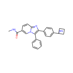 CNC(=O)c1ccc2nc(-c3ccc(C4(N)CCC4)cc3)c(-c3ccccc3)n2c1 ZINC000113656940