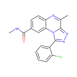 CNC(=O)c1ccc2nc(C)c3nnc(-c4ccccc4Cl)n3c2c1 ZINC000149301322