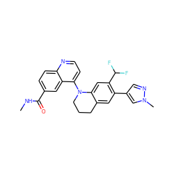 CNC(=O)c1ccc2nccc(N3CCCc4cc(-c5cnn(C)c5)c(C(F)F)cc43)c2c1 ZINC001772617693