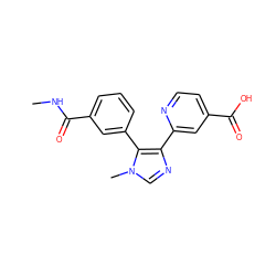 CNC(=O)c1cccc(-c2c(-c3cc(C(=O)O)ccn3)ncn2C)c1 ZINC000225939253