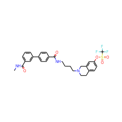 CNC(=O)c1cccc(-c2ccc(C(=O)NCCCCN3CCc4ccc(OS(=O)(=O)C(F)(F)F)cc4C3)cc2)c1 ZINC000042784558