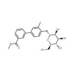 CNC(=O)c1cccc(-c2ccc(C[C@H]3O[C@H](CO)[C@@H](O)[C@H](O)[C@@H]3O)c(C)c2)c1 ZINC000221917830