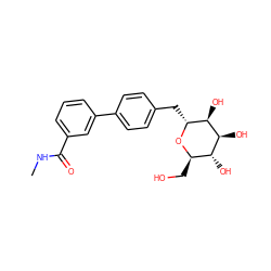 CNC(=O)c1cccc(-c2ccc(C[C@H]3O[C@H](CO)[C@@H](O)[C@H](O)[C@@H]3O)cc2)c1 ZINC001772636138