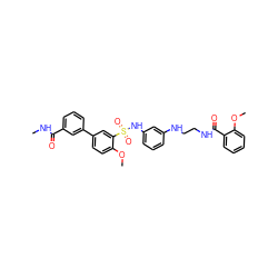 CNC(=O)c1cccc(-c2ccc(OC)c(S(=O)(=O)Nc3cccc(NCCNC(=O)c4ccccc4OC)c3)c2)c1 ZINC000473117190