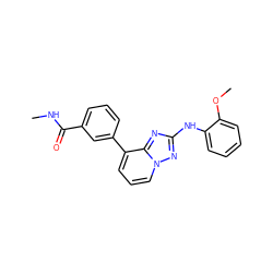 CNC(=O)c1cccc(-c2cccn3nc(Nc4ccccc4OC)nc23)c1 ZINC000148197003