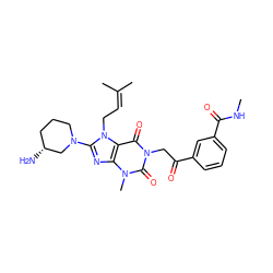 CNC(=O)c1cccc(C(=O)Cn2c(=O)c3c(nc(N4CCC[C@@H](N)C4)n3CC=C(C)C)n(C)c2=O)c1 ZINC000114080096