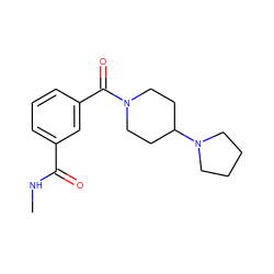 CNC(=O)c1cccc(C(=O)N2CCC(N3CCCC3)CC2)c1 ZINC000169322289