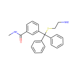 CNC(=O)c1cccc(C(SCCN)(c2ccccc2)c2ccccc2)c1 ZINC000084635202