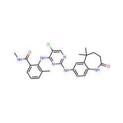 CNC(=O)c1cccc(C)c1Nc1nc(Nc2ccc3c(c2)C(C)(C)CCC(=O)N3)ncc1Cl ZINC000066251910