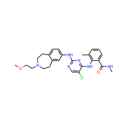 CNC(=O)c1cccc(C)c1Nc1nc(Nc2ccc3c(c2)CCN(CCOC)CC3)ncc1Cl ZINC000066263804