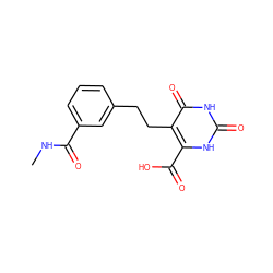 CNC(=O)c1cccc(CCc2c(C(=O)O)[nH]c(=O)[nH]c2=O)c1 ZINC001772638863