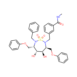 CNC(=O)c1cccc(CN2[C@@H](COc3ccccc3)[C@@H](O)[C@H](O)[C@H](COc3ccccc3)N(Cc3ccccc3)S2(=O)=O)c1 ZINC000029405103
