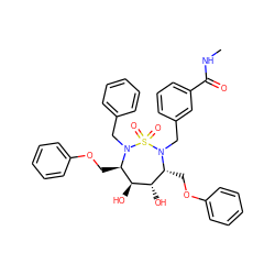 CNC(=O)c1cccc(CN2[C@H](COc3ccccc3)[C@H](O)[C@@H](O)[C@@H](COc3ccccc3)N(Cc3ccccc3)S2(=O)=O)c1 ZINC000003833854