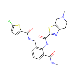 CNC(=O)c1cccc(CNC(=O)c2ccc(Cl)s2)c1NC(=O)c1nc2c(s1)CN(C)CC2 ZINC000073168727