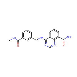 CNC(=O)c1cccc(CNc2ncnc3c(C(N)=O)cccc23)c1 ZINC000114349858