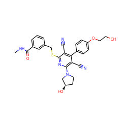 CNC(=O)c1cccc(CSc2nc(N3CC[C@@H](O)C3)c(C#N)c(-c3ccc(OCCO)cc3)c2C#N)c1 ZINC000113377944