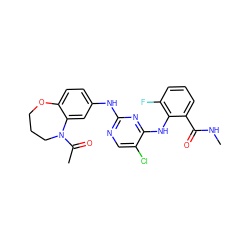 CNC(=O)c1cccc(F)c1Nc1nc(Nc2ccc3c(c2)N(C(C)=O)CCCO3)ncc1Cl ZINC000066251673