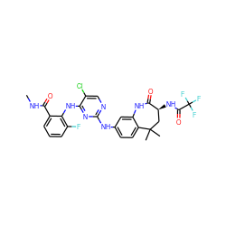 CNC(=O)c1cccc(F)c1Nc1nc(Nc2ccc3c(c2)NC(=O)[C@@H](NC(=O)C(F)(F)F)CC3(C)C)ncc1Cl ZINC000073158631