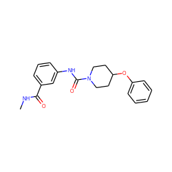 CNC(=O)c1cccc(NC(=O)N2CCC(Oc3ccccc3)CC2)c1 ZINC000040918063