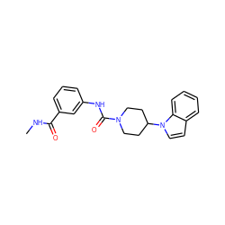 CNC(=O)c1cccc(NC(=O)N2CCC(n3ccc4ccccc43)CC2)c1 ZINC000103241494