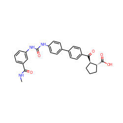 CNC(=O)c1cccc(NC(=O)Nc2ccc(-c3ccc(C(=O)[C@@H]4CCC[C@H]4C(=O)O)cc3)cc2)c1 ZINC000014974411