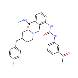 CNC(=O)c1cccc(NC(=O)Nc2cccc(C(C)=O)c2)c1CN1CCC(Cc2ccc(F)cc2)CC1 ZINC000003974016