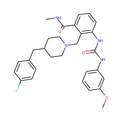 CNC(=O)c1cccc(NC(=O)Nc2cccc(OC)c2)c1CN1CCC(Cc2ccc(F)cc2)CC1 ZINC000013475867