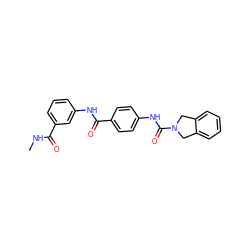 CNC(=O)c1cccc(NC(=O)c2ccc(NC(=O)N3Cc4ccccc4C3)cc2)c1 ZINC000167806266