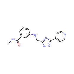 CNC(=O)c1cccc(NCc2nc(-c3ccncc3)n[nH]2)c1 ZINC001772644364