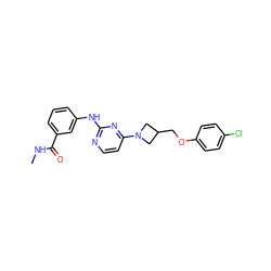 CNC(=O)c1cccc(Nc2nccc(N3CC(COc4ccc(Cl)cc4)C3)n2)c1 ZINC000118589389